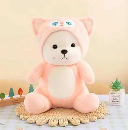 Pink Hoodie Teddy Bear Soft Toy 32cm – Cute Colored Plush Bear for Kids, Boys & Girls | Valentine Gift - Alternate