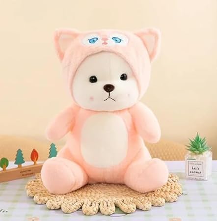 Hoodie Teddy Colored Huggable Bear | 32 cm | Plushie Soft Toys for Kids | Plush Soft Toys for Baby Boys and Girls Kids - Teddy | Best Valentine Gift (Pink)