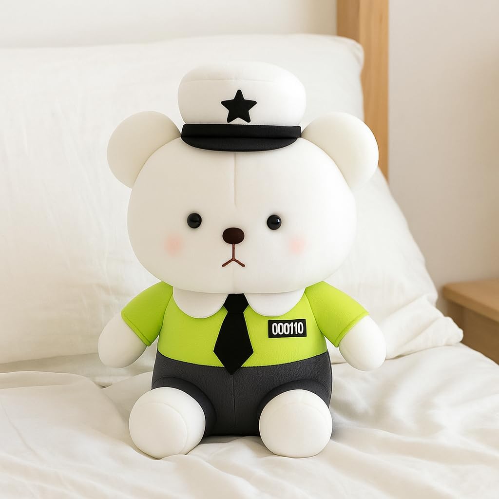 Green & White Bunny in Police Uniform 35 cm