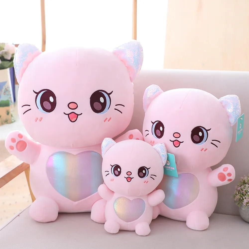 Love Cat Plush Soft Toy Pet Kawai Stuffed Animal Plushie Cute Big Kitten Stuff Toys Doll Birthday Gifts for Friends Kids Boys Girls Decorative Multicolor 35cm