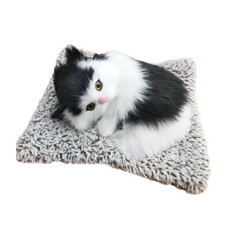 Realistic Plush Cat Toy with Meow Sound for Kids, Super Soft Stuffed Animal on Grey Mat car Dashboard Home Decor showpiece Will be Send