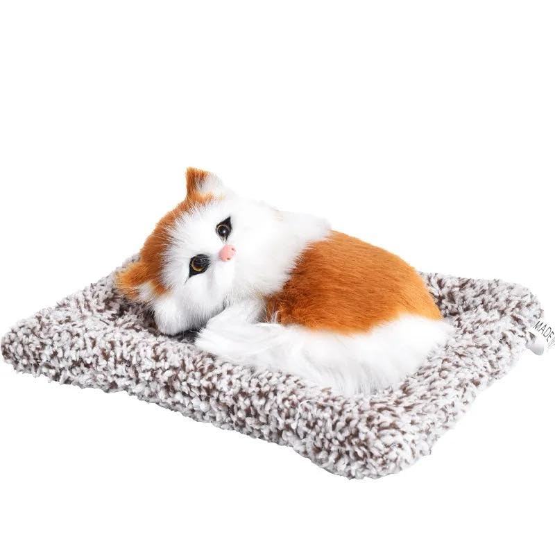 Realistic Plush Cat Toy with Meow Sound for Kids, Super Soft Stuffed Animal on Grey Mat car Dashboard Home Decor showpiece Will be Send