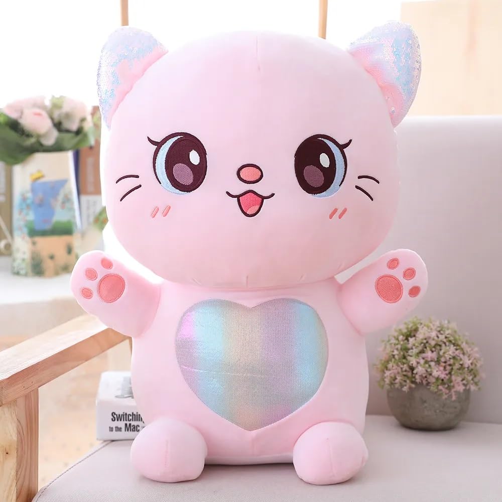 Love Cat Plush Soft Toy Pet Kawai Stuffed Animal Plushie Cute Big Kitten Stuff Toys Doll Birthday Gifts for Friends Kids Boys Girls Decorative Multicolor 35cm