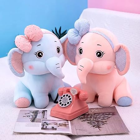 Bow Elephant Soft Toy 30cm