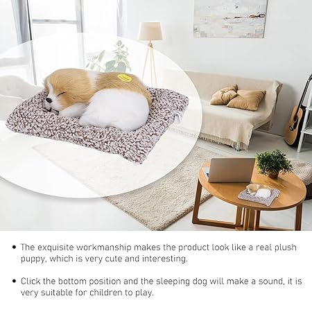 Realistic Toy Dog, Adorable Sleeping Puppy Stuffed Interactive Pet Toy with Sound ​Realistic Touch Feeling Cute Sleeping Plush Dog for Birthday Gifts, Home Decorations