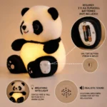 Lisbon Panda Breathing Panda Plush Toy with Soft Warm Light, Cute Black and White Panda Stuffed Animal for Kids, Sleep Companion and Comfort Toy