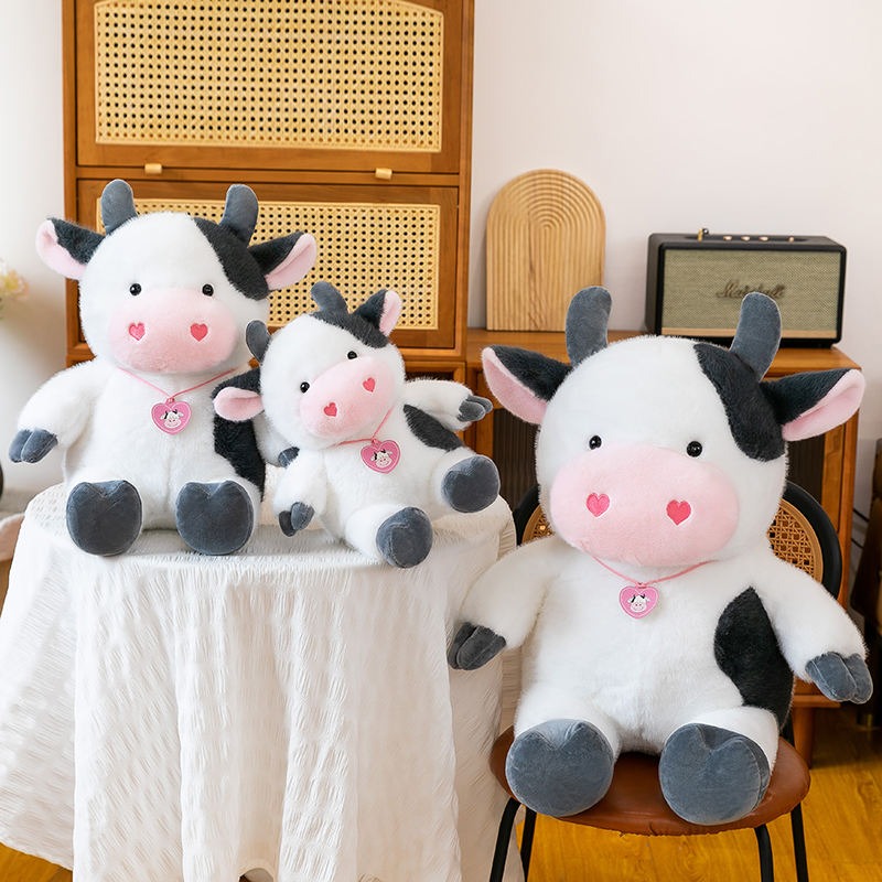 Kawaii Cow Plush Toy | Soft Stuffed Animal | Cute Black & White Cow Teddy