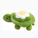 Cute green Omelette Turtle Plushie with fried egg shell design, soft stuffed turtle toy for kids, gifting, cuddling, and nursery decoration.
