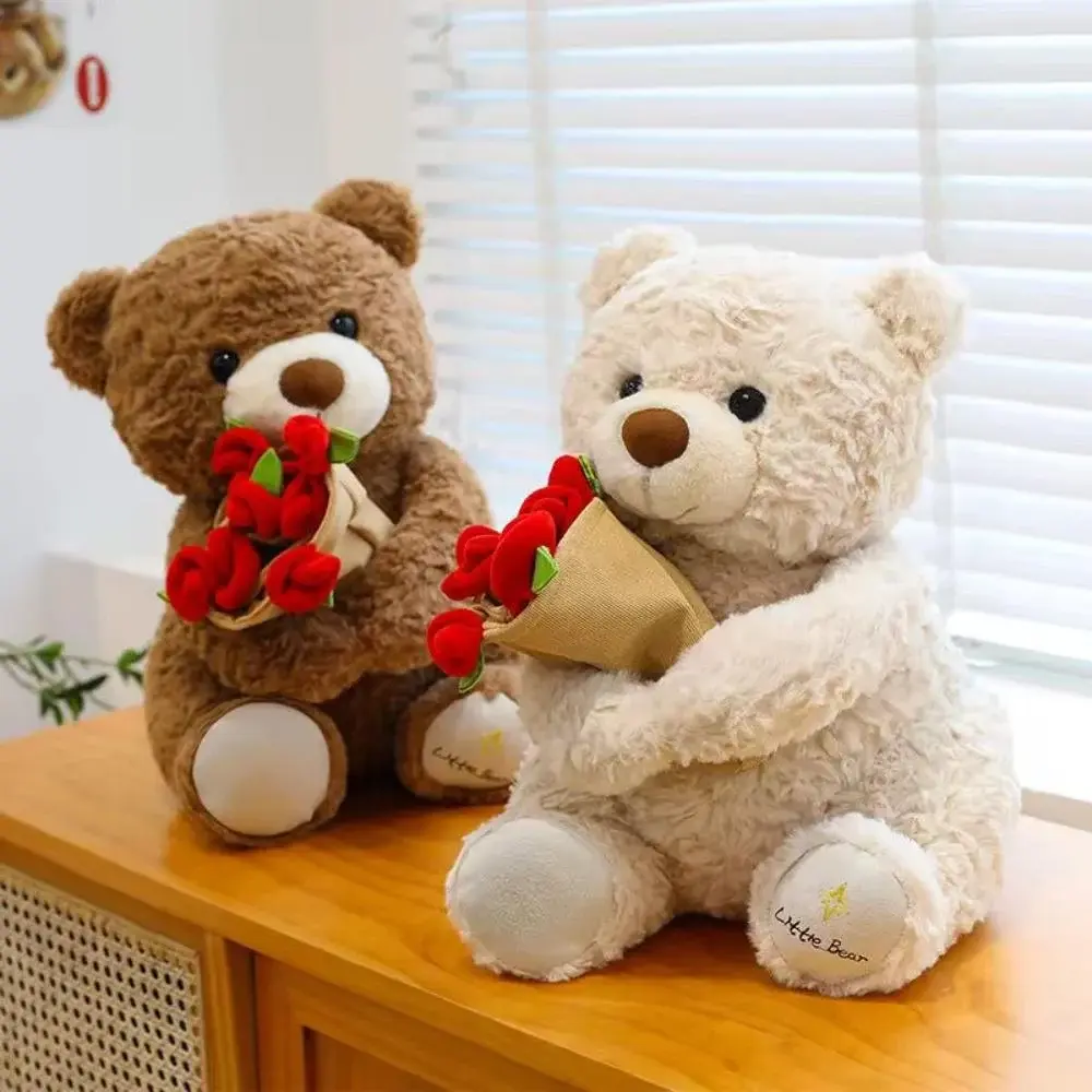 Bear Plush Toy,Huggable Soft Doll - Cute ouqrose buet teddy bear - For Sofa Bed Couch Car Chair Desk Living Room Bedroom 35 cm