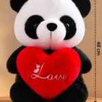 Panda Soft Toy holding a red heart, made with premium soft plush fabric, cute stuffed animal gift for kids, girls, boys, Valentine's Day and home decor.