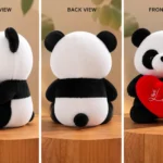 Panda Soft Toy holding a red heart, made with premium soft plush fabric, cute stuffed animal gift for kids, girls, boys, Valentine's Day and home decor.