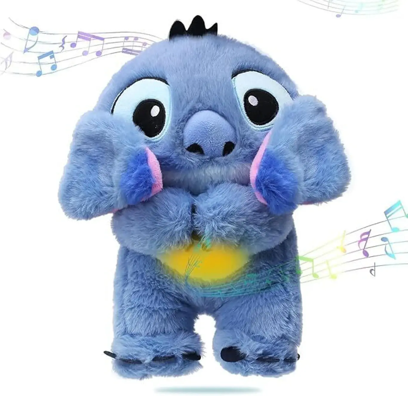 blue Breathing Stitch Plush Toy acts as a calming sleep soother for children and adults, featuring gentle breathing motions, soothing lights, and music