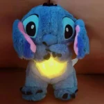 Blue Breathing Stitch Plush Toy with soothing breathing motion, soft lights, and calming music, designed as a comforting sleep companion for kids and adults.