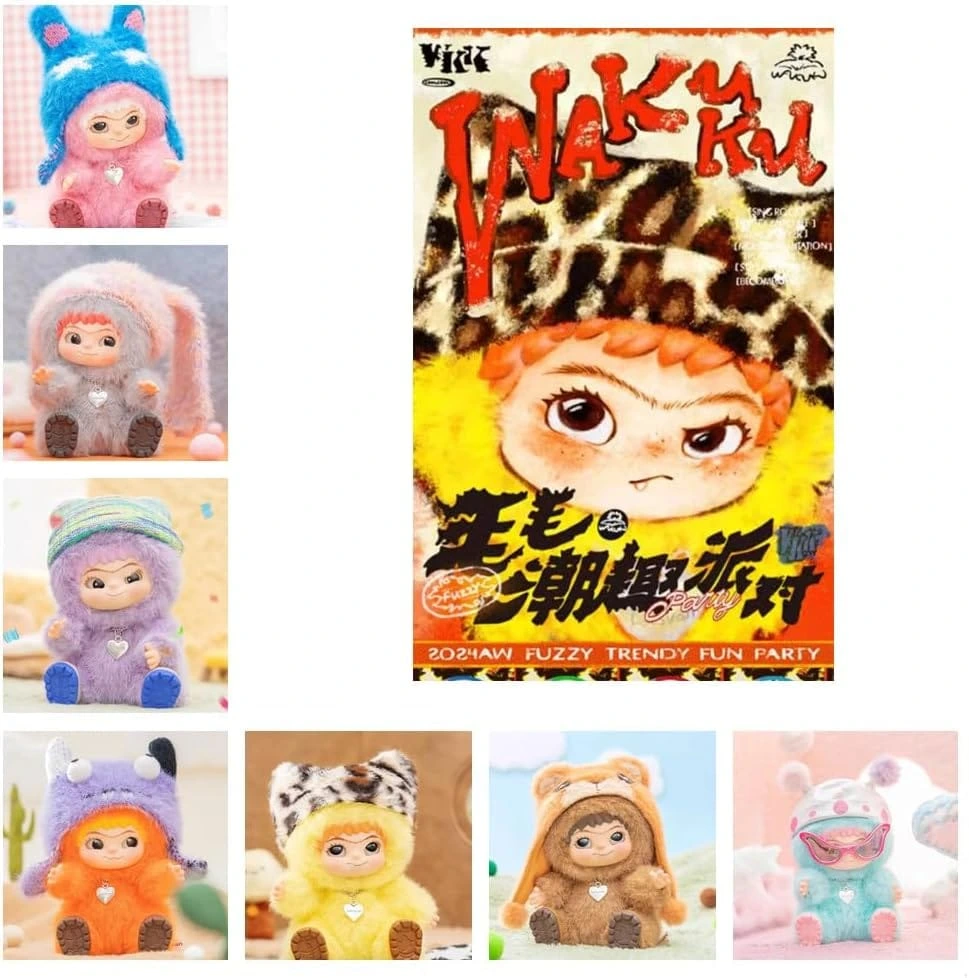 Wakuku Fuzzy Trendy Fun Party Plush Keychain – Cute Blind Box Collectible Toy